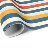 Classic Stripes Navy Blauw Rood Geel Minimaal Cadeaupapier (Rol Hoek)