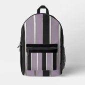 Classic Stripes Purple Black and Silver Bedrukte Rugzak (Voorkant)