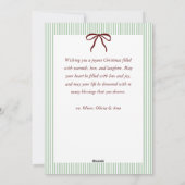 Classic Stripes Red Bow Frame Christmas Photo  Feestdagenkaart (Achterkant)