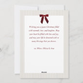 Classic Stripes Red Bow Frame Christmas Photo Feestdagenkaart (Achterkant)