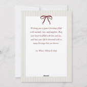 Classic Stripes Red Bow Frame Christmas Photo Feestdagenkaart (Achterkant)