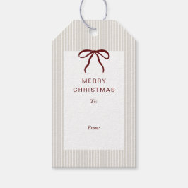 Classic Stripes Red Bow Merry Christmas Cadeaulabel