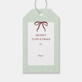 Classic Stripes Red Bow Merry Christmas Cadeaulabel