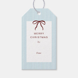 Classic Stripes Red Bow Merry Christmas Cadeaulabel