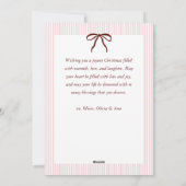 Classic Stripes Red Bow Merry Christmas Photo Feestdagenkaart (Achterkant)