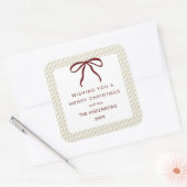 Classic Stripes Red Bow Merry Christmas Vierkante Sticker (Envelop)
