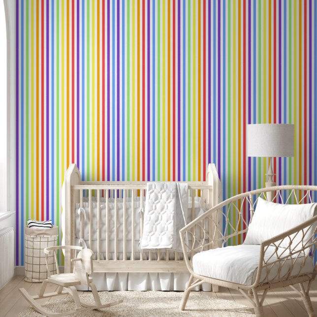 [Classic Stripes] Regenboog Retro Snoep Stripes Behang (Kinderen)