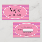 Classic Stripes Roze en Paarse Verwijs een vriend Aanbevelingskaartje (Voorkant / Achterkant)