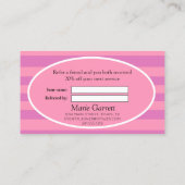 Classic Stripes Roze en Paarse Verwijs een vriend Aanbevelingskaartje (Achterkant)