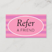 Classic Stripes Roze en Paarse Verwijs een vriend Aanbevelingskaartje (Voorkant)