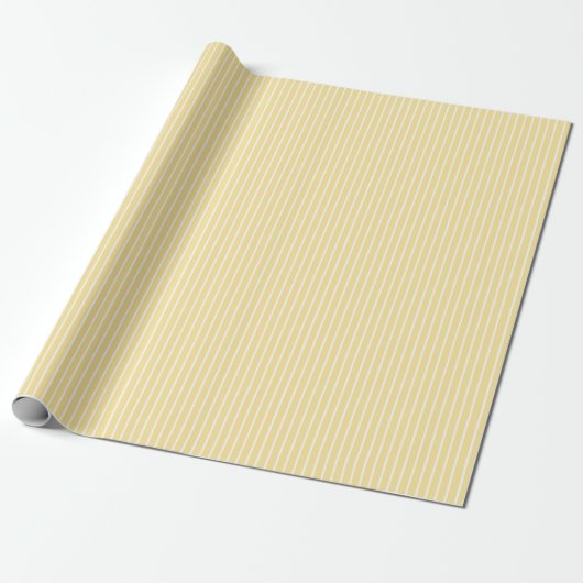 Classic Stripes White - Canary Yellow Cadeaupapier (Uitgerold)
