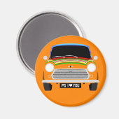 Classic Stripey Austin Mini Cooper car Magneet (Voorkant / Achterkant)