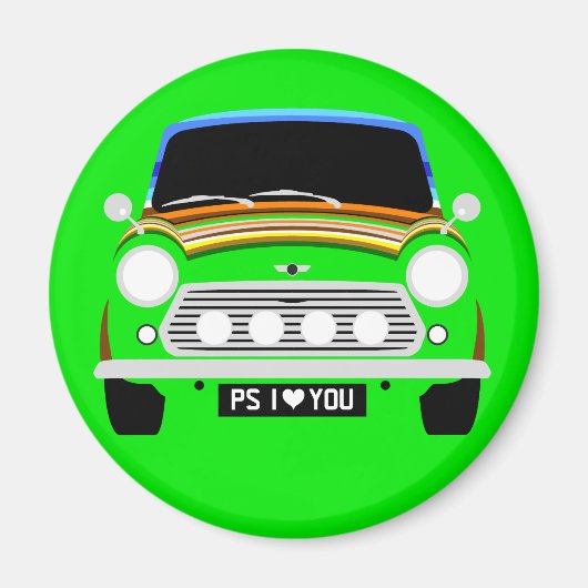 Classic Stripey Austin Mini Cooper car Magneet (Voorkant)