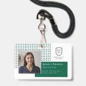 Classic Student ID Donkergroene School Logo Foto Badge (Voorzijde met lanyard)