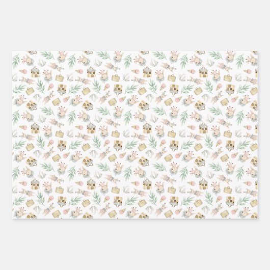 Classic Style Bunny Baby shower Gift Wrap Inpakpapier Vel (Voorkant 2)