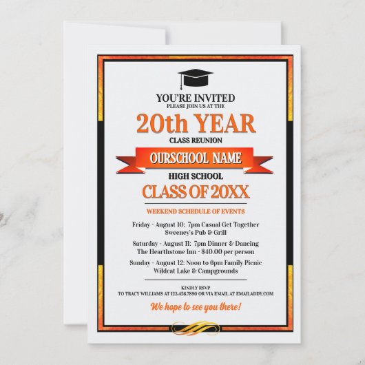 Classic Style School Kleuren Class Reunion Invitat Kaart (Voorkant)