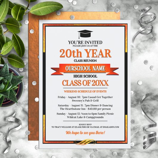 Classic Style School Kleuren Class Reunion Invitat Kaart