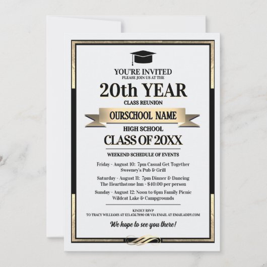 Classic Style School Kleuren Class Reunion Invitat Kaart (Voorkant)