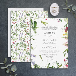 Classic Summer Wildflower Waterverf Wedding Kaart