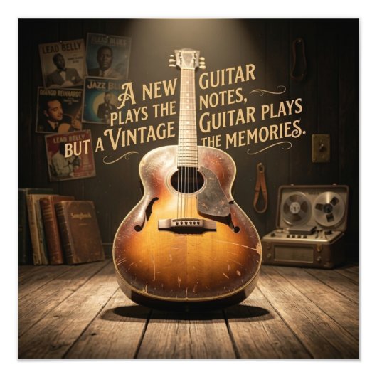 Classic Sunburst Hollow Body Guitar Foto Afdruk (Voorkant)