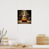 Classic Sunburst Hollow Body Guitar Poster (Keuken)