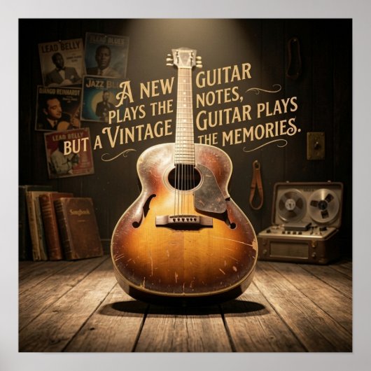 Classic Sunburst Hollow Body Guitar Poster (Voorkant)