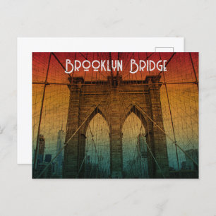 Classic  Sunset Brooklyn Bridge Briefkaart