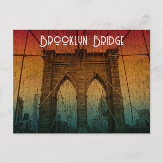 Classic  Sunset Brooklyn Bridge Briefkaart (Voorkant)