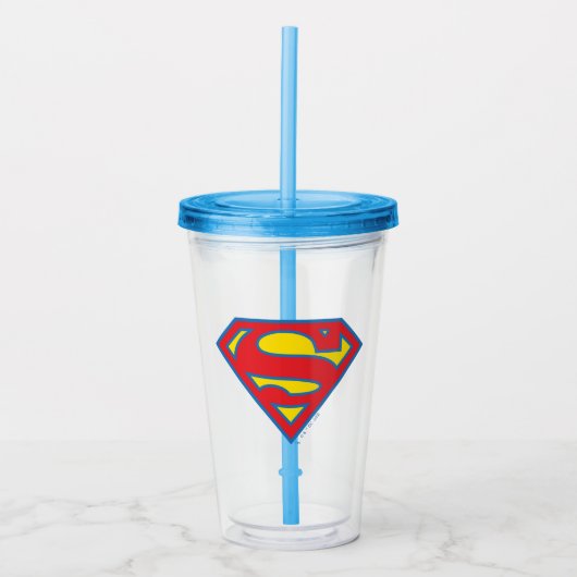 Classic Supergirl Logo met blauwe omtrek Acryl Drinkbeker (Voorkant)