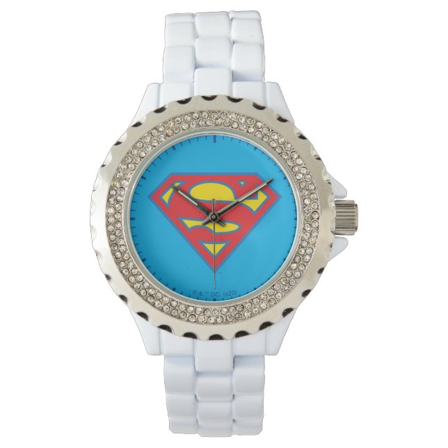 Classic Supergirl Logo met blauwe omtrek Horloge (Voorkant)