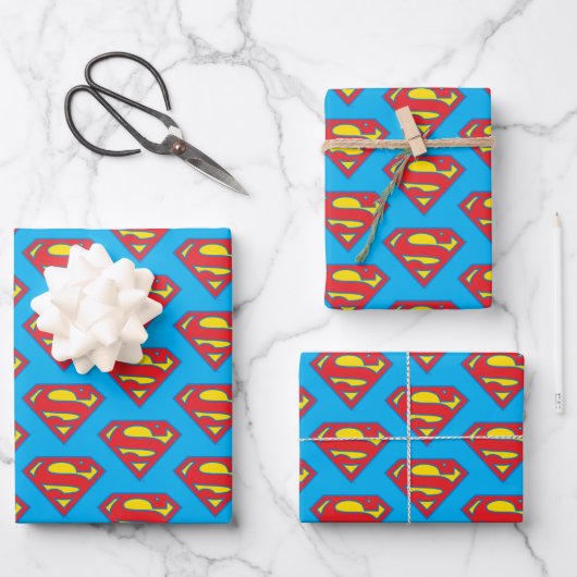 Classic Supergirl Logo met blauwe omtrek Inpakpapier Vel (Voorkant)