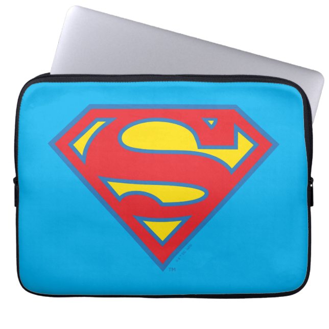 Classic Supergirl Logo met blauwe omtrek Laptop Sleeve (Voorkant)