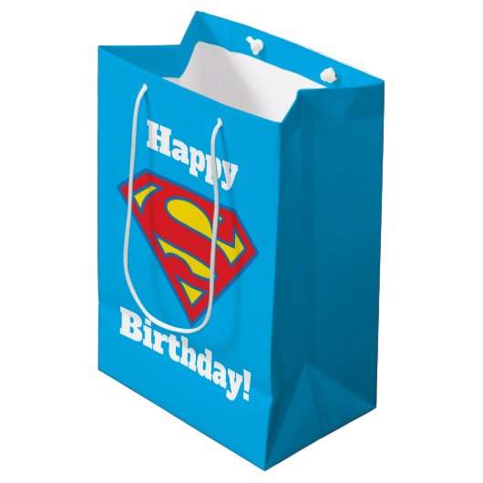 Classic Supergirl Logo met blauwe omtrek Medium Cadeauzakje (Voorkant Gekanteld)