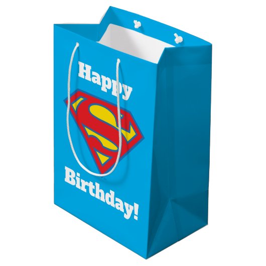 Classic Supergirl Logo met blauwe omtrek Medium Cadeauzakje (Achterkant Gekanteld)