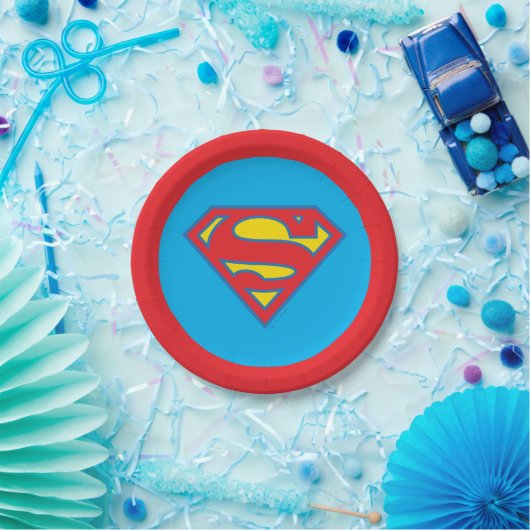Classic Supergirl Logo met blauwe omtrek Papieren Bordje (Feest)