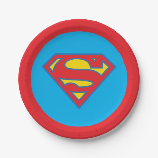 Classic Supergirl Logo met blauwe omtrek Papieren Bordje (Voorkant)