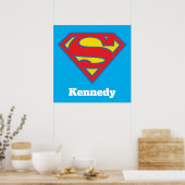 Classic Supergirl Logo met blauwe omtrek Poster (Keuken)