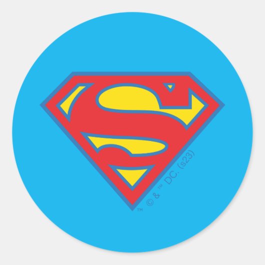 Classic Supergirl Logo met blauwe omtrek Ronde Sticker (Voorkant)