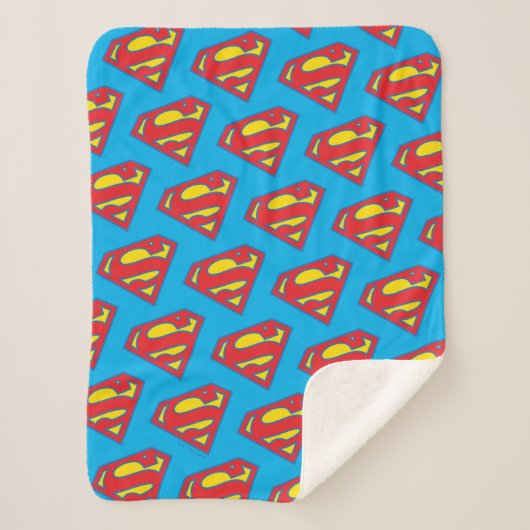 Classic Supergirl Logo met blauwe omtrek Sherpa Deken (Voorkant)