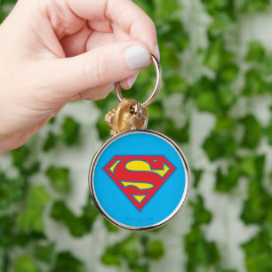 Classic Supergirl Logo met blauwe omtrek Sleutelhanger