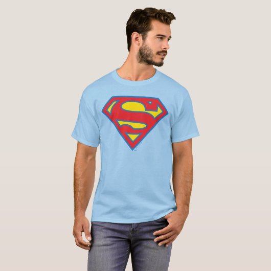 Classic Supergirl Logo met blauwe omtrek T-shirt (Voorkant volledig)