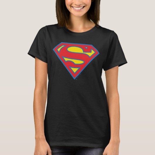 Classic Supergirl Logo met blauwe omtrek T-shirt (Voorkant)
