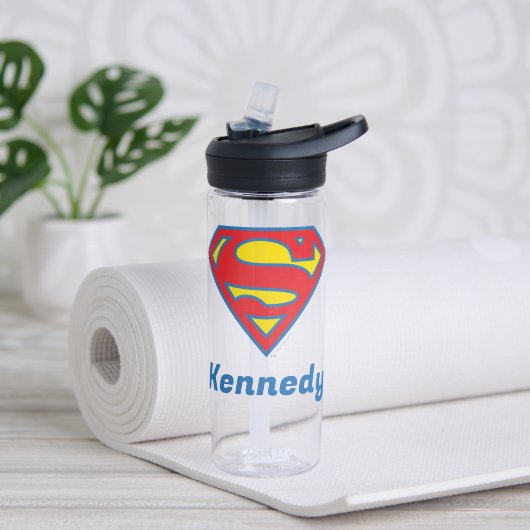 Classic Supergirl Logo met blauwe omtrek Waterfles (Links)