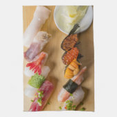 Classic Sushi Assortment on Wood Theedoek (Verticaal)