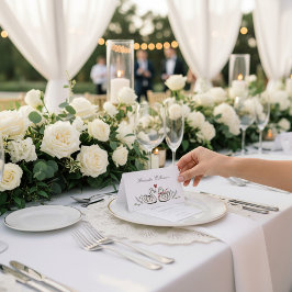 Classic Swan Monogram Pink Border Wedding Kaart