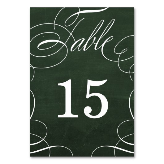 Classic Swash Chalkboard Wedding Table Number Kaar Kaart (Achterkant)