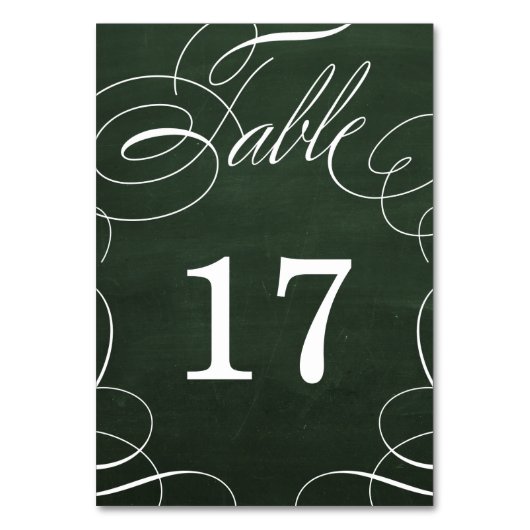 Classic Swash Chalkboard Wedding Table Number Kaar Kaart (Voorkant)