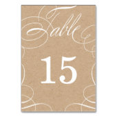 Classic Swash Faux Kraft Trouwtafel Nummer Kaart (Achterkant)