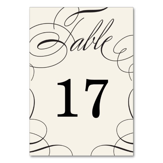 Classic Swash Wedding Table Number Kaart (Voorkant)