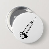 Classic Syringe Sketch Medical Equipment Ronde Button 7,6 Cm (Voorkant /achterkant)